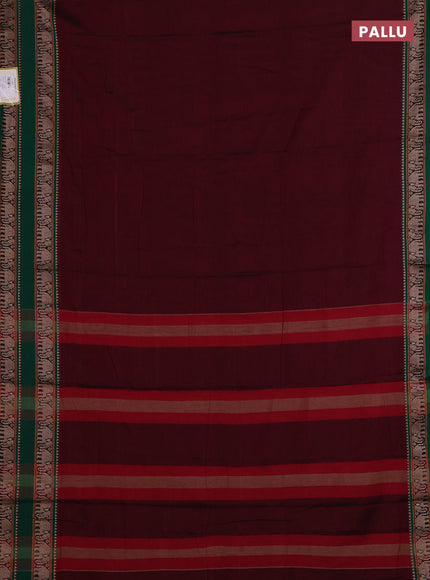 Maroon & Green Narayanpet Cotton - Kalamkari Blouse