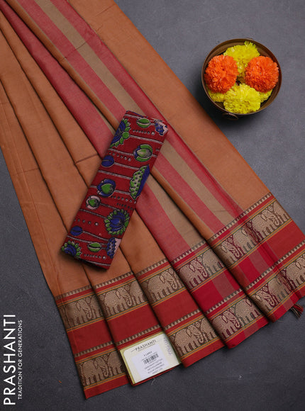 Mustard & Maroon Narayanpet Cotton - Kalamkari Blouse