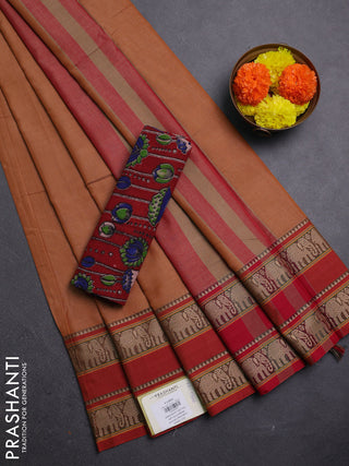 Mustard & Maroon Narayanpet Cotton - Kalamkari Blouse