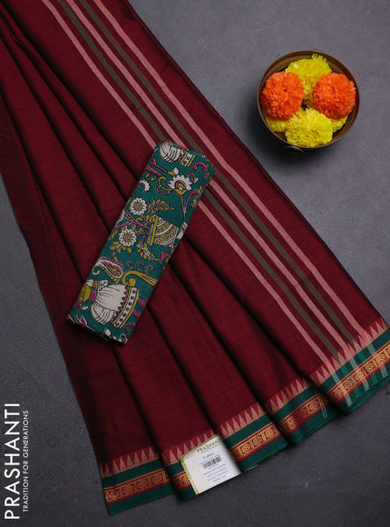 Maroon & Green Narayanpet Cotton - Kalamkari Blouse
