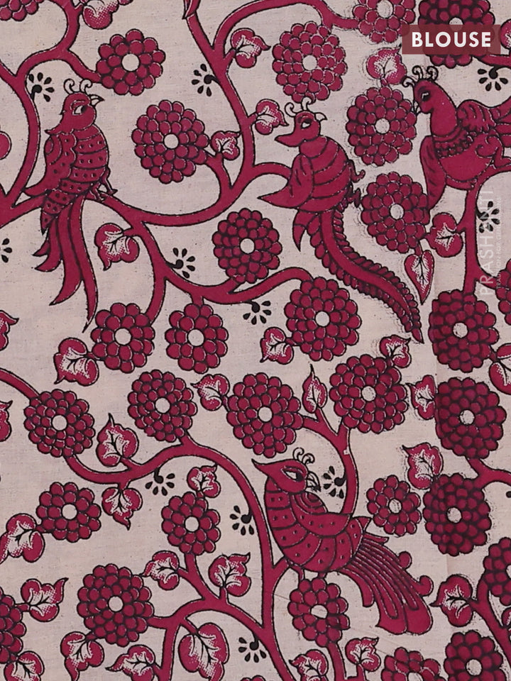 Wine & Beige Narayanpet Cotton - Kalamkari Blouse