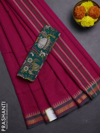 Pink & Green Narayanpet Cotton - Kalamkari Blouse