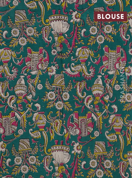 Pink & Green Narayanpet Cotton - Kalamkari Blouse