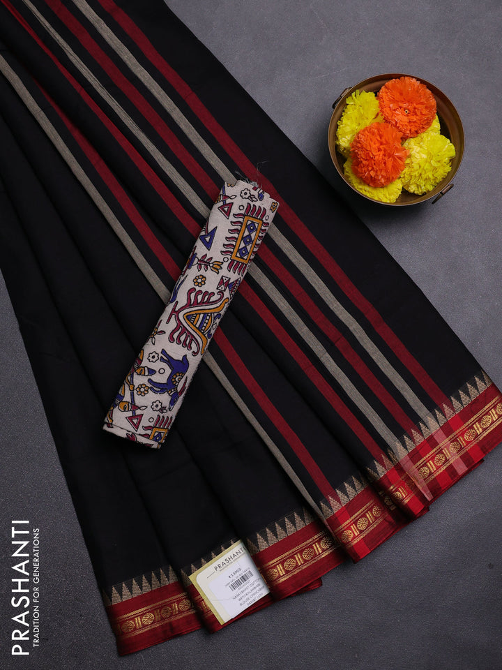 Black & Beige Narayanpet Cotton - Kalamkari Blouse
