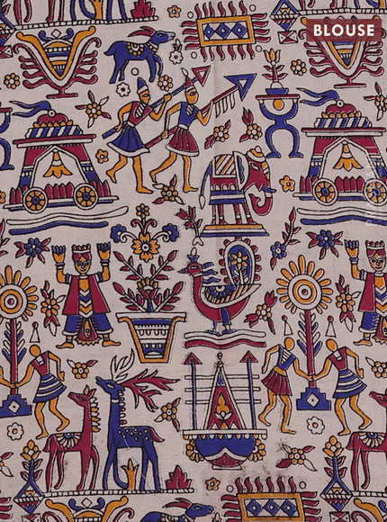 Black & Beige Narayanpet Cotton - Kalamkari Blouse