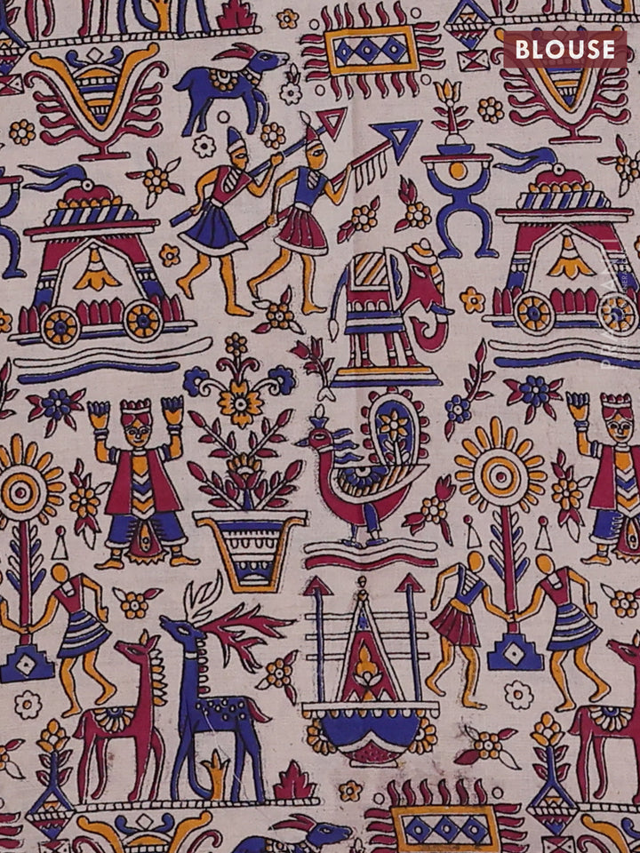 Black & Beige Narayanpet Cotton - Kalamkari Blouse
