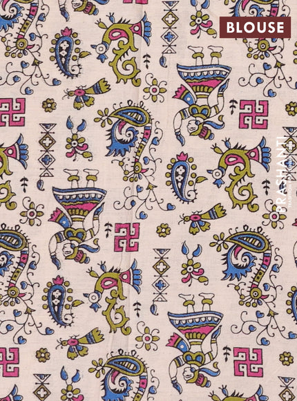 Wine & Off White Narayanpet Cotton - Kalamkari Blouse