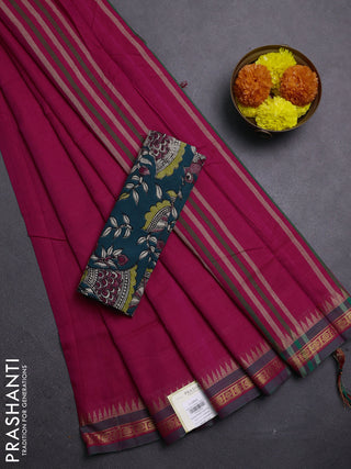 Pink & Peacock Green Narayanpet Cotton - Kalamkari Blouse
