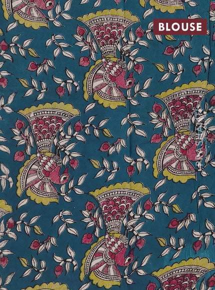 Pink & Peacock Green Narayanpet Cotton - Kalamkari Blouse
