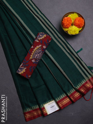 Green & Maroon Narayanpet Cotton - Kalamkari Blouse