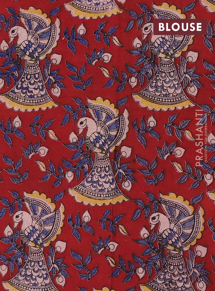 Green & Maroon Narayanpet Cotton - Kalamkari Blouse