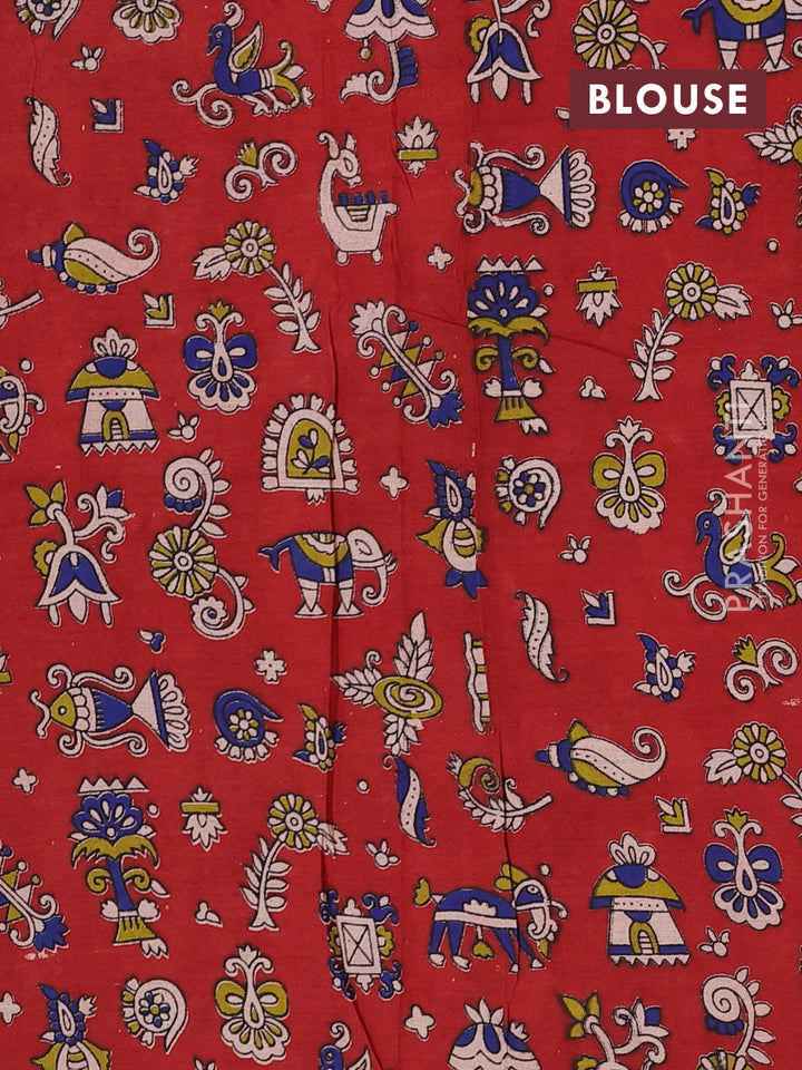 Black & Maroon Narayanpet Cotton - Kalamkari Blouse
