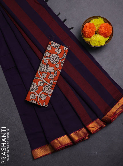 Purple & Orange Narayanpet Cotton - Kalamkari Blouse