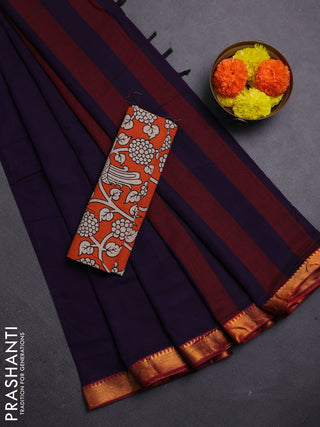 Purple & Orange Narayanpet Cotton - Kalamkari Blouse