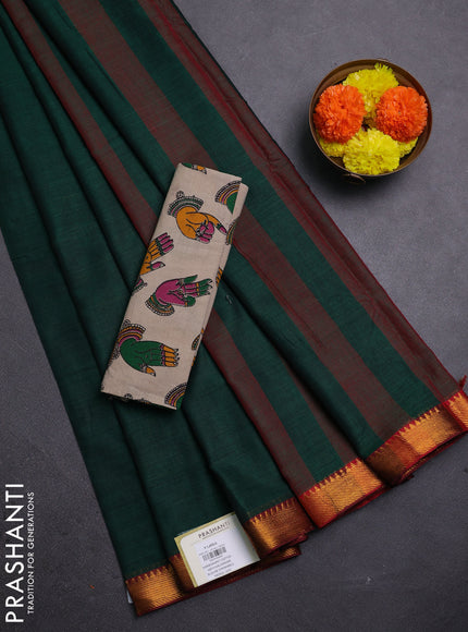Green & Beige Narayanpet Cotton - Kalamkari Blouse