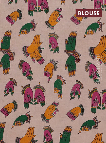 Green & Beige Narayanpet Cotton - Kalamkari Blouse