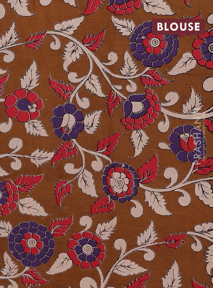 Peacock Green & Brown Narayanpet Cotton - Kalamkari Blouse
