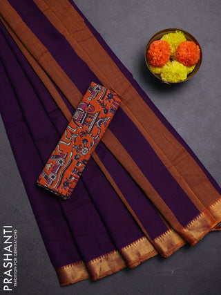Purple & Orange Narayanpet Cotton - Kalamkari Blouse