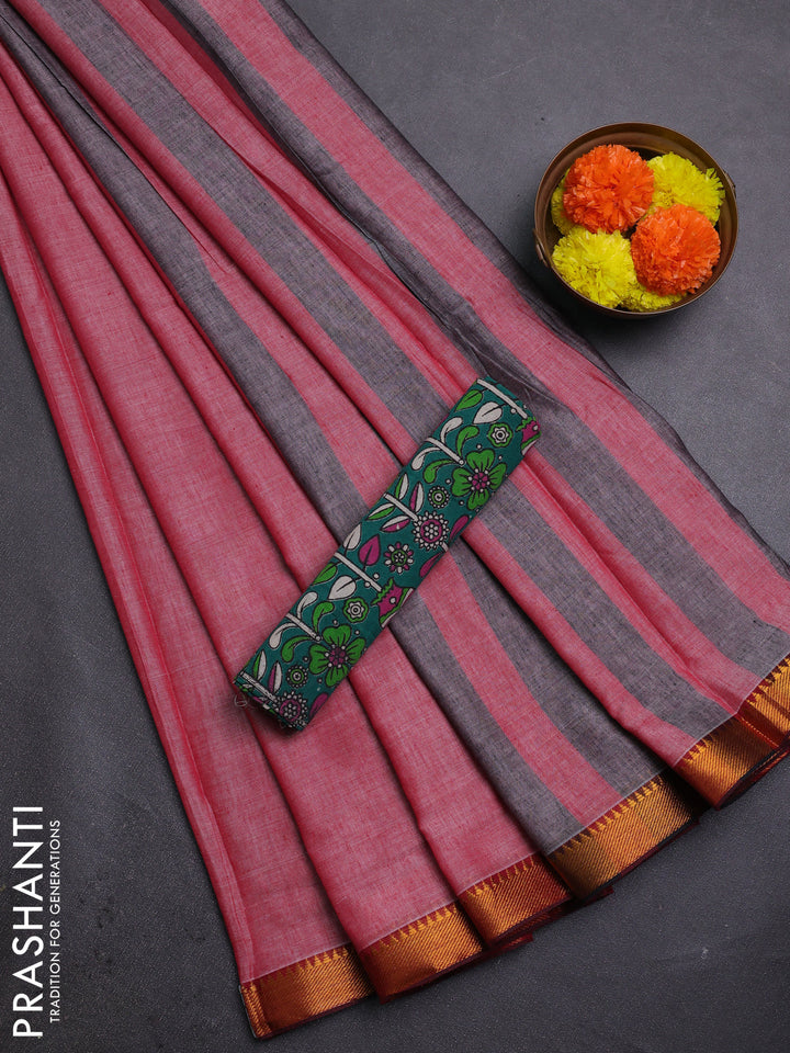 Red & Green Narayanpet Cotton - Kalamkari Blouse