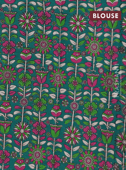 Red & Green Narayanpet Cotton - Kalamkari Blouse