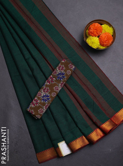 Green & Brown Narayanpet Cotton - Kalamkari Blouse