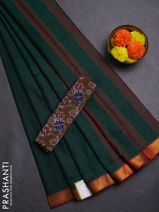 Green & Brown Narayanpet Cotton - Kalamkari Blouse