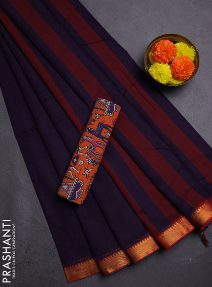 Purple & Orange Narayanpet Cotton - Kalamkari Blouse
