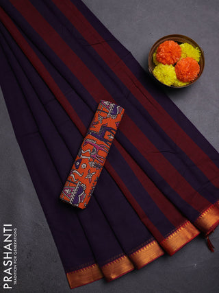 Purple & Orange Narayanpet Cotton - Kalamkari Blouse