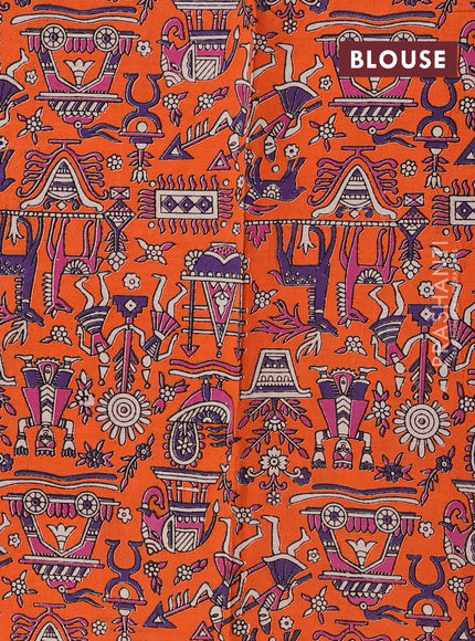 Purple & Orange Narayanpet Cotton - Kalamkari Blouse