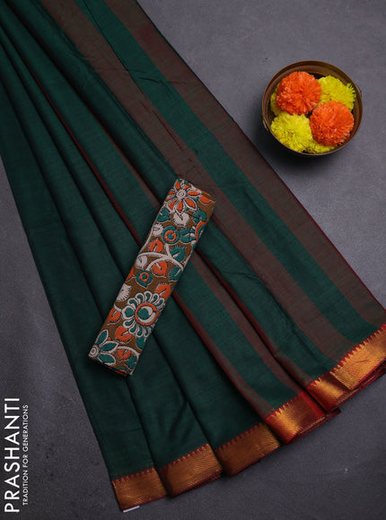 Green & Brown Narayanpet Cotton - Kalamkari Blouse