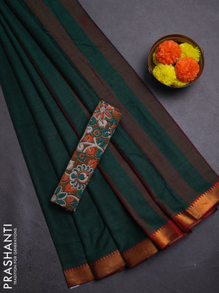 Green & Brown Narayanpet Cotton - Kalamkari Blouse