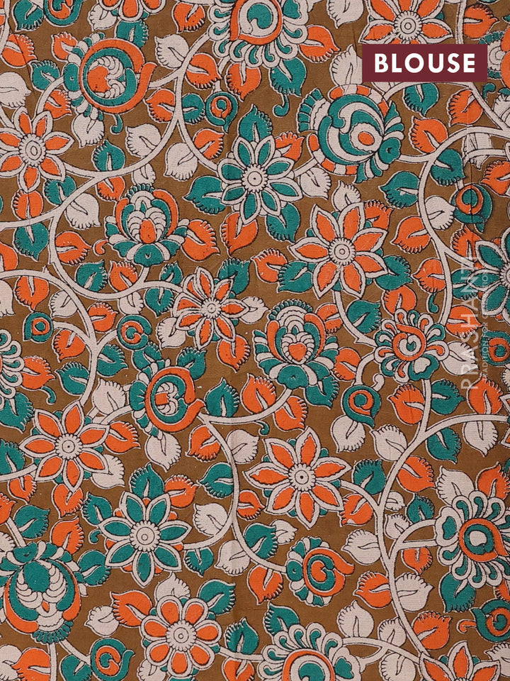 Green & Brown Narayanpet Cotton - Kalamkari Blouse