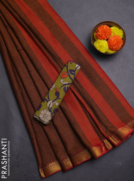 Mustard Yellow & Lime Green Narayanpet Cotton - Kalamkari Blouse