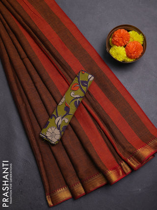 Mustard Yellow & Lime Green Narayanpet Cotton - Kalamkari Blouse