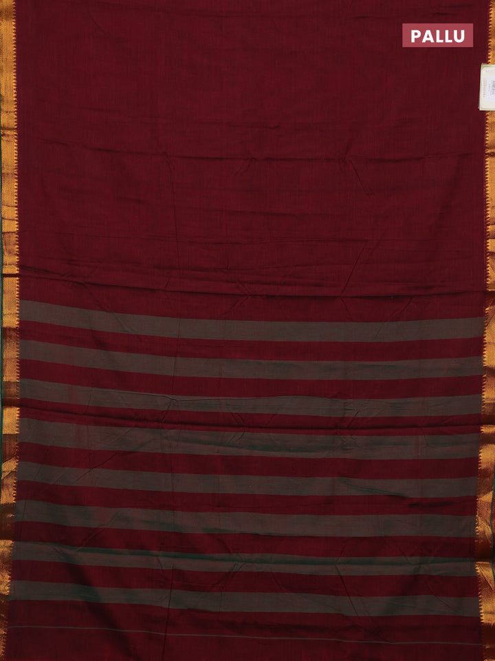 Maroon & Peacock Green Narayanpet Cotton - Kalamkari Blouse