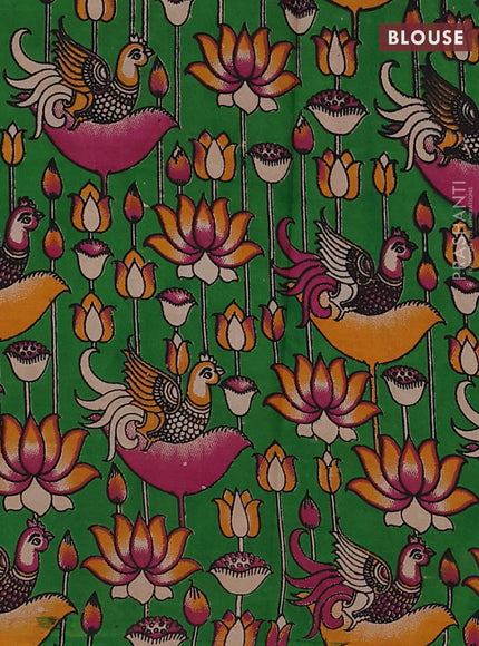 Maroon & Green Narayanpet Cotton - Kalamkari Blouse