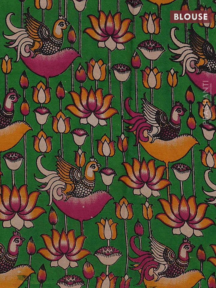 Maroon & Green Narayanpet Cotton - Kalamkari Blouse