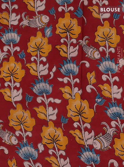 Green & Maroon Narayanpet Cotton - Kalamkari Blouse