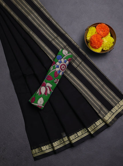 Black & Green Narayanpet Cotton - Kalamkari Blouse