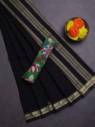 Black & Green Narayanpet Cotton - Kalamkari Blouse