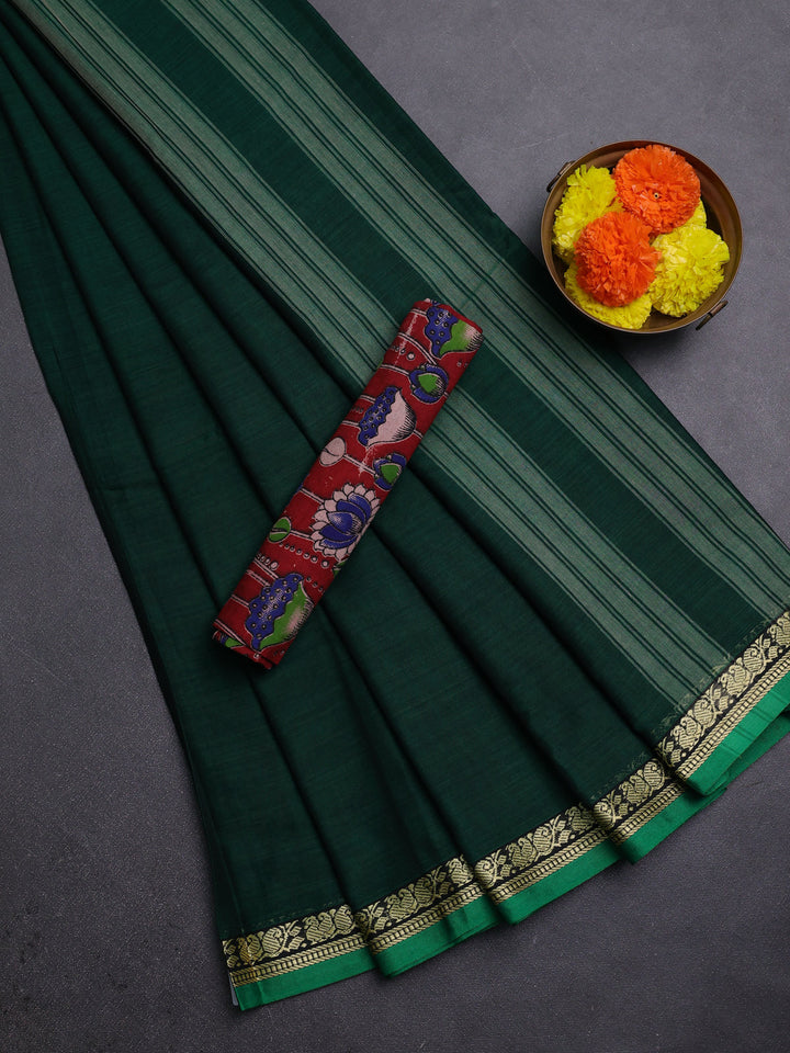 Green & Maroon Narayanpet Cotton - Kalamkari Blouse