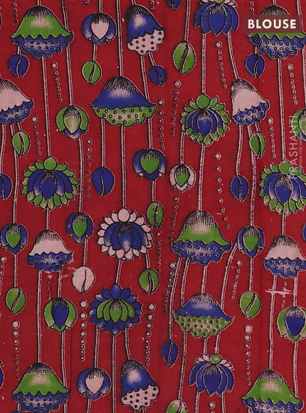 Green & Maroon Narayanpet Cotton - Kalamkari Blouse
