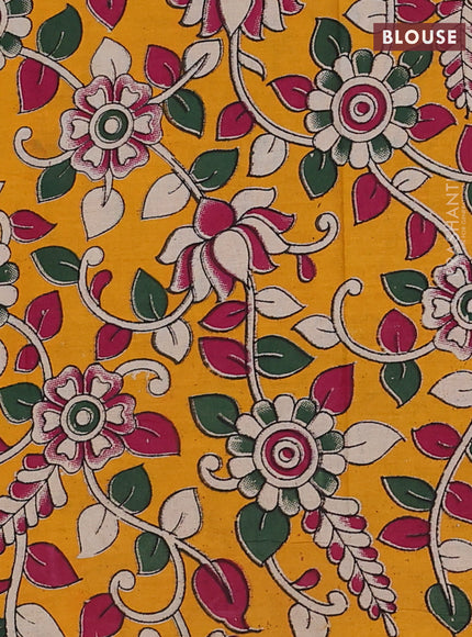 Black & Mustard Yellow Narayanpet Cotton - Kalamkari Blouse