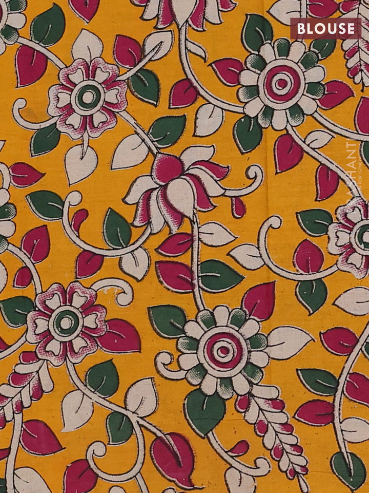 Black & Mustard Yellow Narayanpet Cotton - Kalamkari Blouse