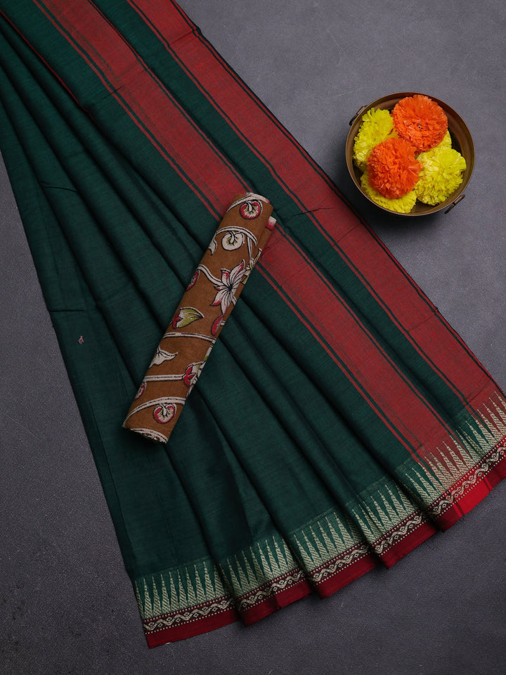Green & Brown Narayanpet Cotton - Kalamkari Blouse