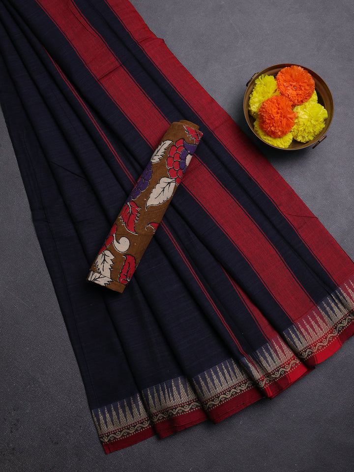 Black & Brown Narayanpet Cotton - Kalamkari Blouse