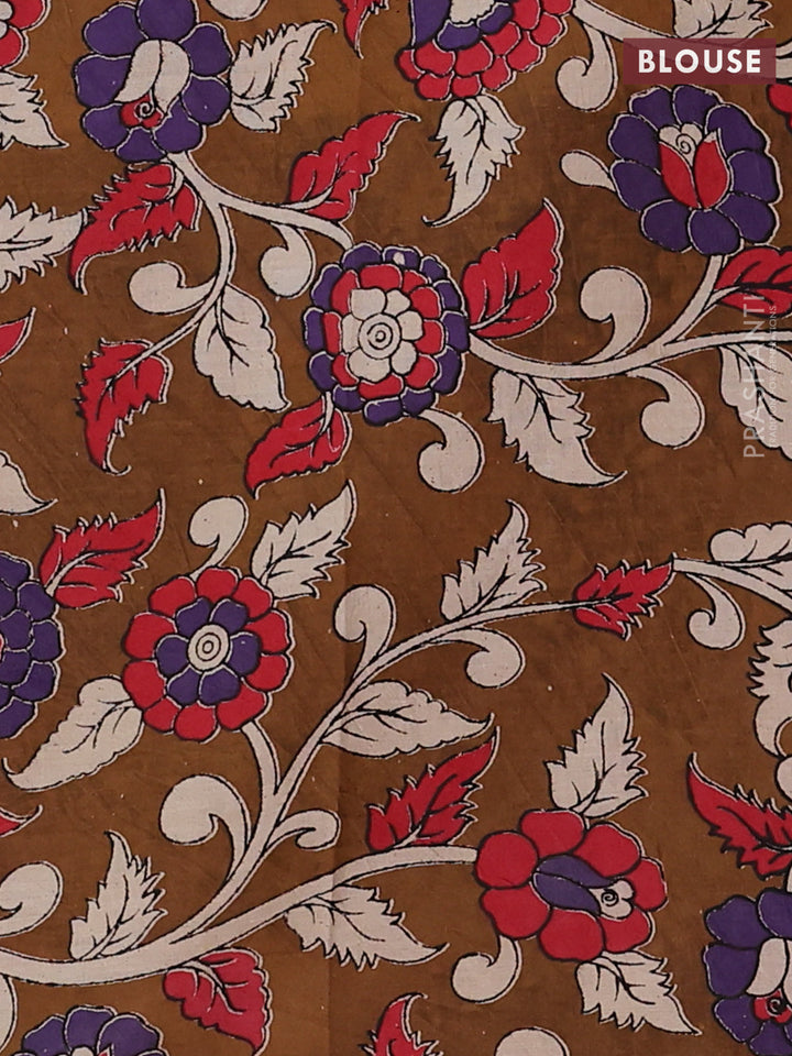 Black & Brown Narayanpet Cotton - Kalamkari Blouse