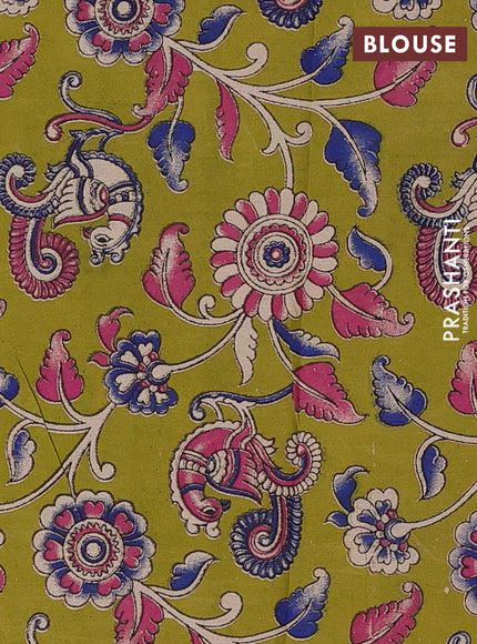 Green & Lime Green Narayanpet Cotton - Kalamkari Blouse