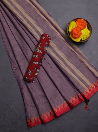 Purple & Maroon Narayanpet Cotton - Kalamkari Blouse