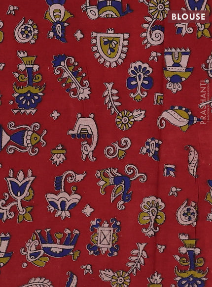 Purple & Maroon Narayanpet Cotton - Kalamkari Blouse
